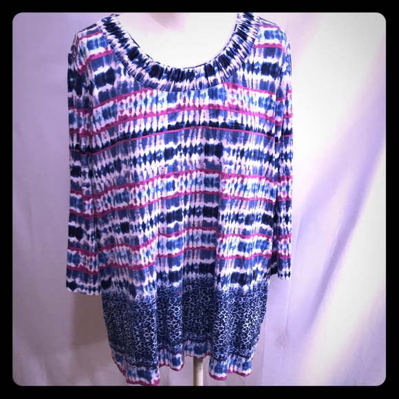 CJ Banks Tops - C. J. Banks Blouse Size 1 X Tye-Dye Animal Print